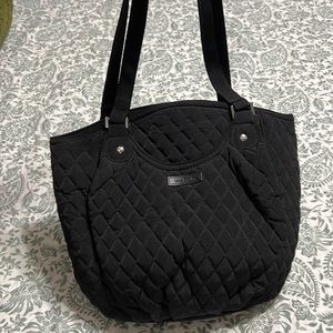 Black quilted Vera Bradley purse satchel bag. Like new. Rose interior